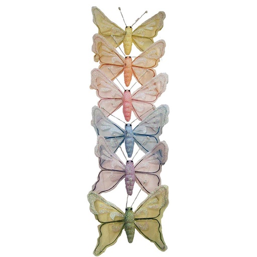 [B504815A] 4.75" BUTTERFLY W/MICA ON WIRE 6 ASST