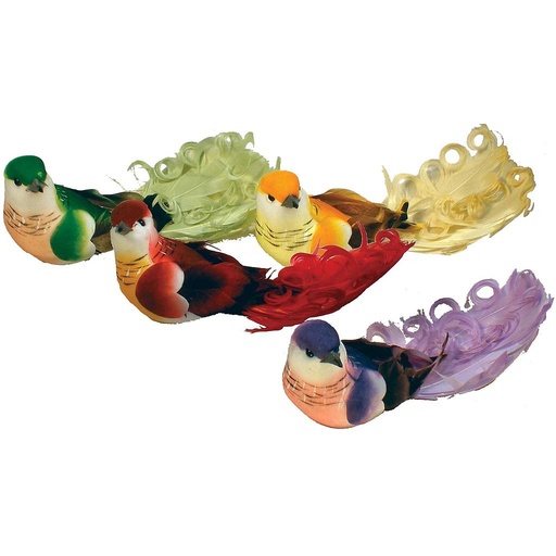 [B66810] 5" FEA/MUSHROOM BIRD 4-ASST