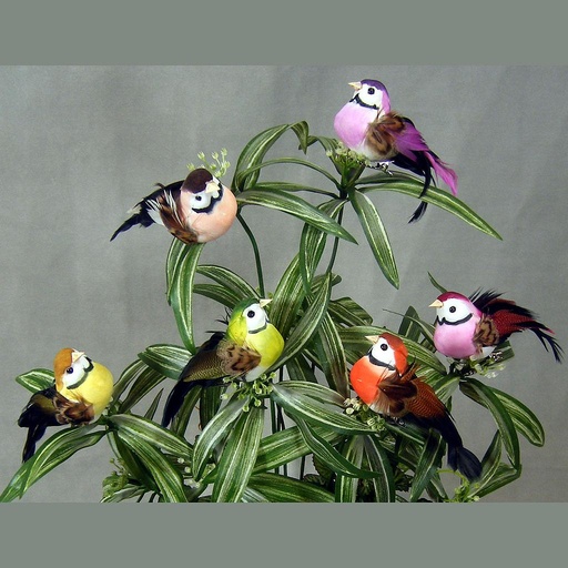 [B6682] 4" MUSHROOM/FEATHER BIRD 6-ASST W/CLIP