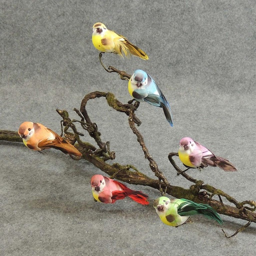 [B6716] 4" BIRD MUSHROOM/FEATHER  6-ASST W/CLIP
