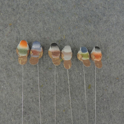 [B6738] BIRD 1.25" MUSHROOM W/WIRE 24/BOX 6-ASST