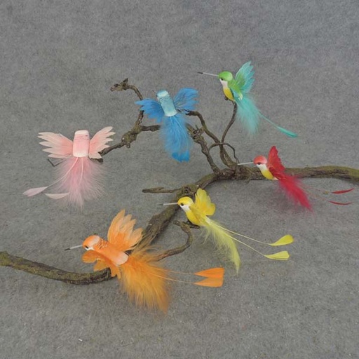 [B6740] HUMMINGBIRD 4.5" W/CLIP MUSH/FEA 6 ASST