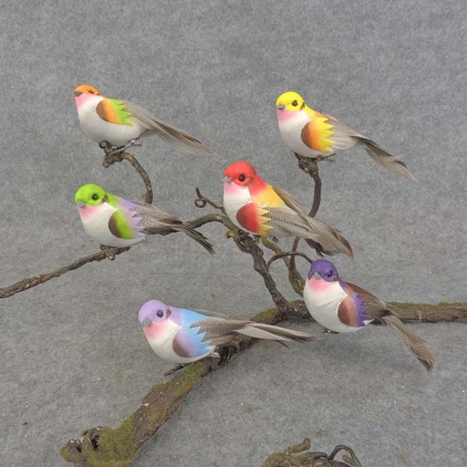 [B6741] BIRD 5.5" MUSH/FEA W/CLIP 6 ASST
