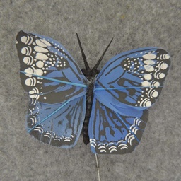 [B66015-BLU] 2.5&quot; FEATHER BUTTERFLY  BLUE