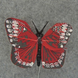 [B66015-RED] 2.5" FEATHER BUTTERFLY  RED