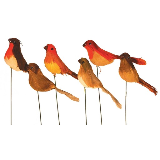 [B762PAF] 2.5"CHICKADEE ON WIRE 2 DZ BX 6 ASST