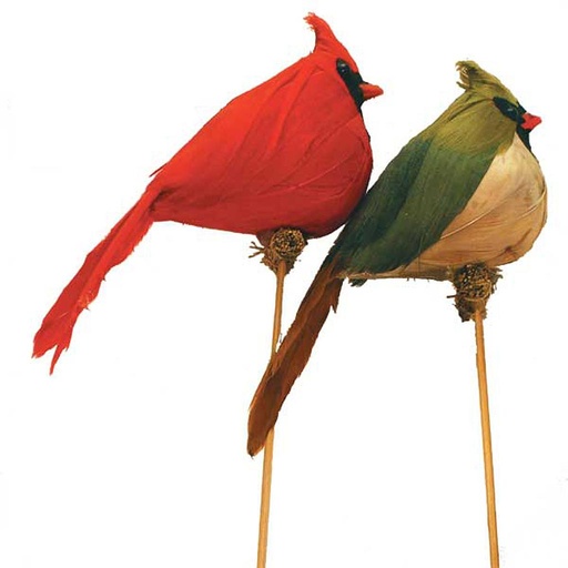 [B320137A] 4.5" CARDINAL ON AN 8" BAMBOO PICK (2 ASST)