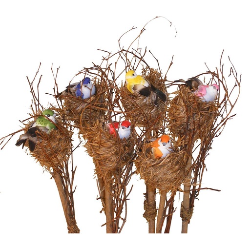 [B661] NEST WITH BIRD ON 12" BRANCH 6-ASST 