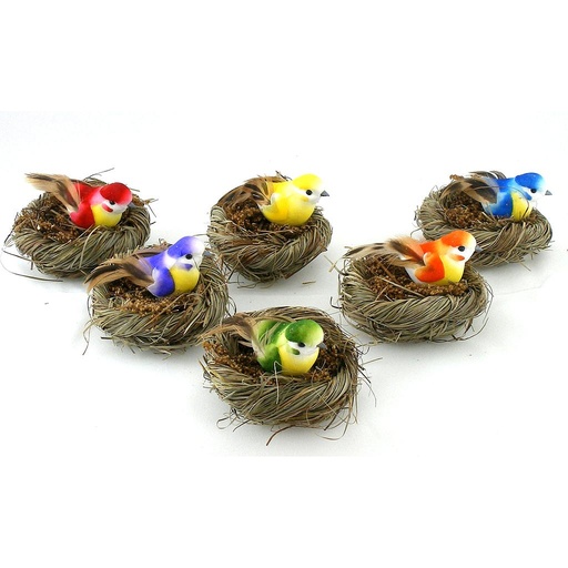 [B6615] NEST 3" WITH BIRD    6-ASST