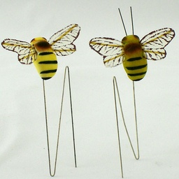 [B6621-YEL] BEE 1.5&quot; x 1&quot; MUSHROOM 2 ASST W/ WIRE