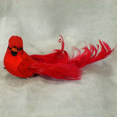 [B6608] CARDINAL 5" MUSHROOM/FEATHER W/CLIP