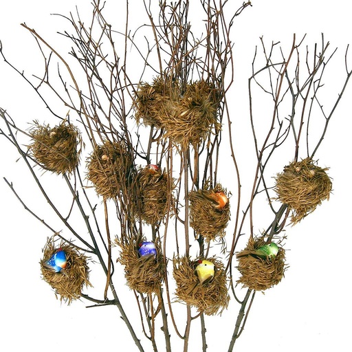 [B664] NESTx2 WITH BIRD ON 13" BRANCH 6-ASST