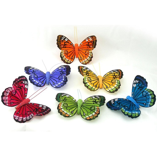 [B6644] 4" SCALLOPED WING BUTTERFLY 6-ASST'D  W/CLIP
