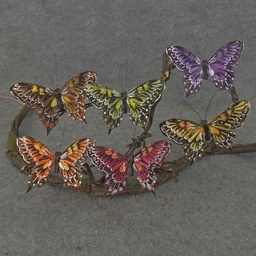 [B6648] BUTTERFLY 4&quot; 6-ASST'D W/CLIP DARK COLOR ASSORTMENT