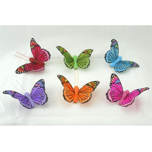 [B6649-WIR] BUTTERFLY 3.5" 6-ASST'D W/WIRE PASTEL