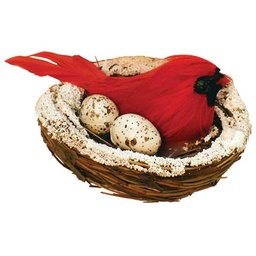 [B812FRM] CARDINAL 2&quot; MALE W/FROSTED NEST  &amp; EGGS  RED