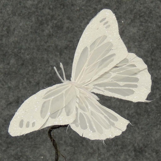 [B66715] 6" WHITE BUTTERFLY W/MICA 6/BOX