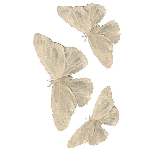 [B66718] 60" WHITE GLT BUTTERFLY GARLAND (8-4.5"/4-6")