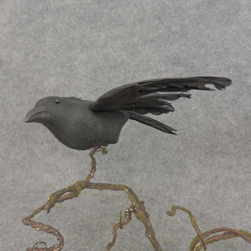 [B6765] CROW 10" FLOCK/FEATHER W/CLIP