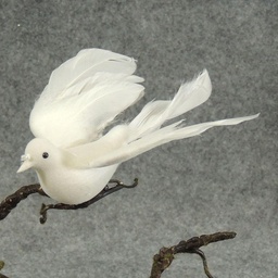 [B106-CLP] 6&quot; FLOCKED WHITE DOVE WITH A CLIP