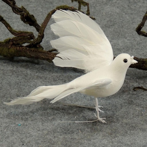 [B107-I] 7" FLOCKED WHITE DOVE  (INDIVIDUAL)