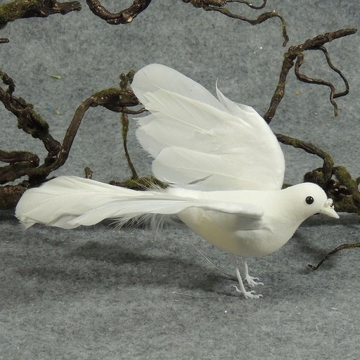 [B109-I] 9" FLOCKED WHITE DOVE  (INDIVIDUAL)