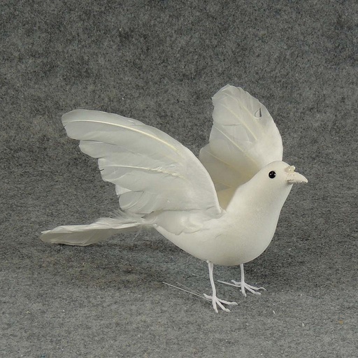 [B112-I] 12" FLOCKED WHITE DOVE (INDIVIDUAL)
