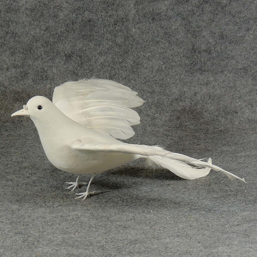 [B115] 15" FLOCKED WHITE DOVE