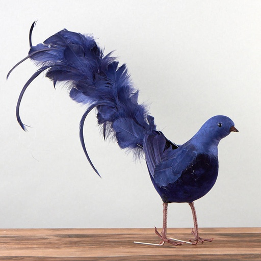 [B322157-BLU] 18" STANDING DOVE WITH LONG FEATHER TAIL  BLUE