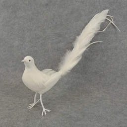 [B322157-WHT] 18&quot; STANDING DOVE WITH LONG FEATHER TAIL  WHITE