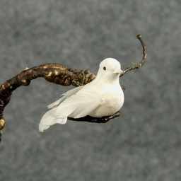 [B66327] DOVE 2&quot; MUSHRM/FEA W/CLIP WHITE