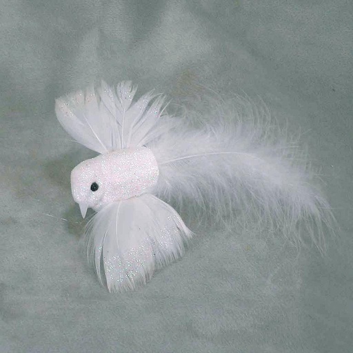 [B6707] DOVE FLYING MUSHROOM/FEATHER 4.5" W/CLIP