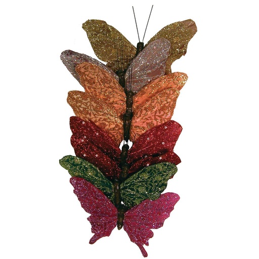 [B66824] 5" GLITTER BUTTERFLY 8-ASST 8/BOX W/WIRE
