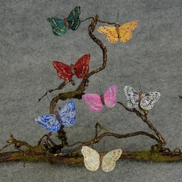 [B66825] 2.25&quot; GLITTER BUTTERFLIES 14/BX 7-ASST W/WIRE