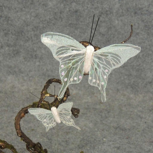 [B66835] 4.5"/2.5" SHEER IRR/GLIT BUTTERFLY WHITE W/WIRE