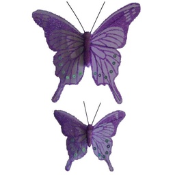 [B66836] 4.5&quot;/2.5&quot; SHEER IRR/GLIT BUTFLY LAVENDER W/WIRE