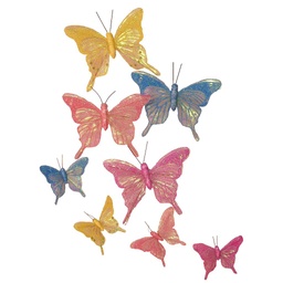 [B6683-AST] 4.5&quot;/2.5&quot; SHEER IRR/GLIT BUTFLY 4-COLOR ASST