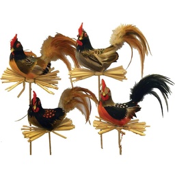 [B320945-I] 5&quot; ROOSTER ON AN 8&quot; PICK (4 ASST)  (INDIVIDUAL)
