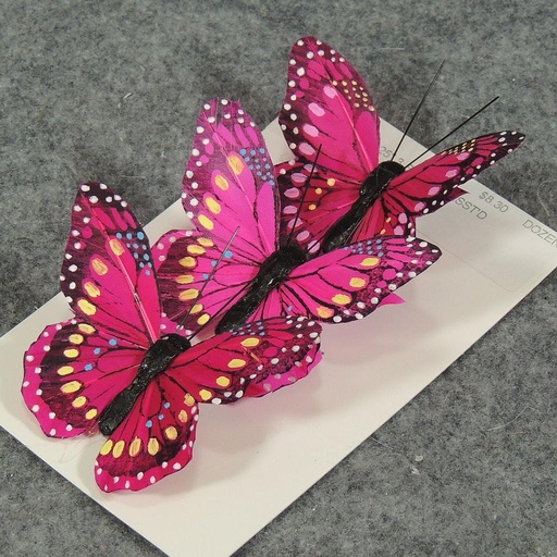 [B6689-FUS] BUTTERFLY 3.25" 3 SHADES ASST'D FUSCHIA ASST W/CL W/CLP
