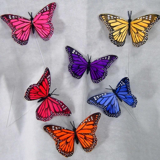 [B6693-AST] BUTTERFLY 4.5" 6-JEWELTONE ASST W/WIRE