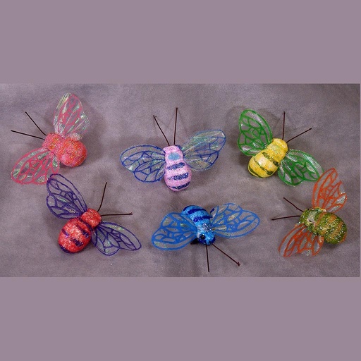 [B6695] BEE 1.5"x3" GLITTER  6-ASST