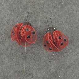 [B6709] LADYBUG 1.25&quot; RED GLITTER W/WIRE