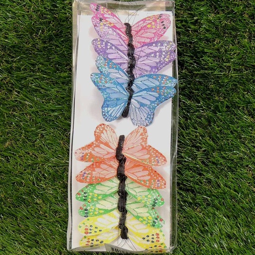 [B6721-L] BUTTERFLY 3.5" 6 ASST'D W/WIRE  LARGE