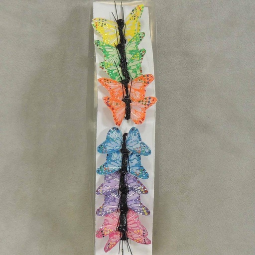 [B6721-S] BUTTERFLY 1.5" 6 ASST'D W/WIRE