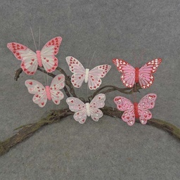 [B6767-AST] BUTTERFLY 6-ASST 3.5&quot;&amp; 4&quot; CLIP FEATHER/HEARTS