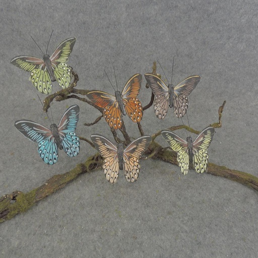 [B6772] BUTTERFLY 3.5" EARTH TONES W/CLIP 6-ASST