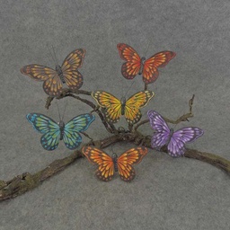 [B6774-AST] BUTTERFLY 4.5" FEA/GLITTER 6-AST W/CLIP