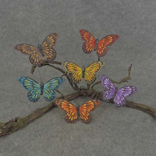 [B6774-AST] BUTTERFLY 4.5" FEA/GLITTER 6-AST W/CLIP