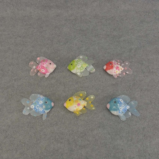 [B6797] FISH TROPICAL 5" X 3" 6-ASST WITH HANGER