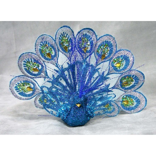 [B6654-BLU] PEACOCK 6.25"  BLUE GLITTER W/CLIP